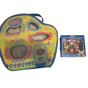 Vintage Y2K Littlest Pet Shop Carrier Carrying Case And New Holiday Pet Pairs